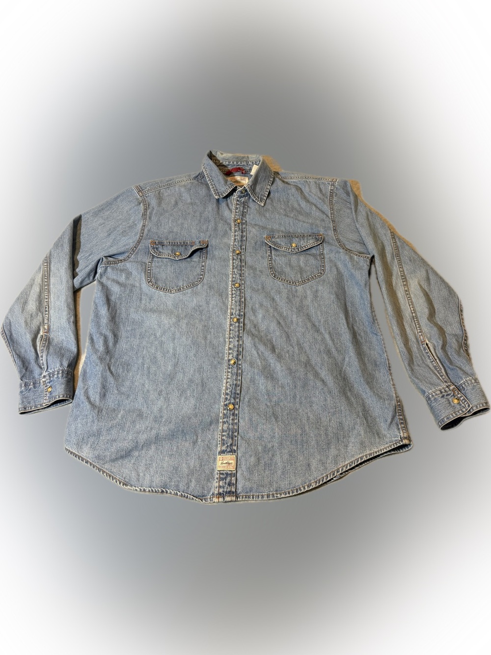Levi Strauss Pearl Snap Denim Long Sleeve Western Cowboy Shirt Men’s L Pockets